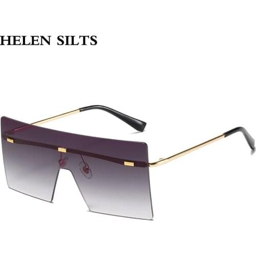 Rimless One Piece Sunglasses Women Fashion Oversized Square Sun Glasses Men Ladies Vintage Shades Unique Glasses Female UV400