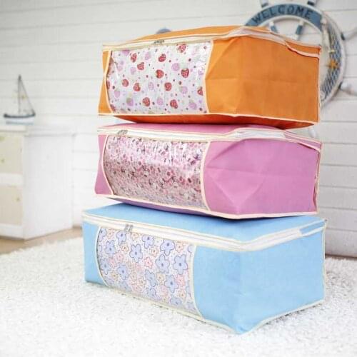 Thickened Non-Woven Fabric Clothing Storage Bag Student Transparent Window Organizing Oversized Quilt Small Size Dustproof