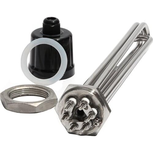 1 1/4" BSP/DN32 Thread 3U Tubular Immersion Heater with Probe and Ground Screw 3/4.5/6/9/12KW Heating Element with Accessory