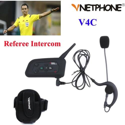 Vnetphone V4C Football Referee Intercom Full Deplux Bluetooth Helmet Intercom Motorcycle BT Interphone Headset Earphone