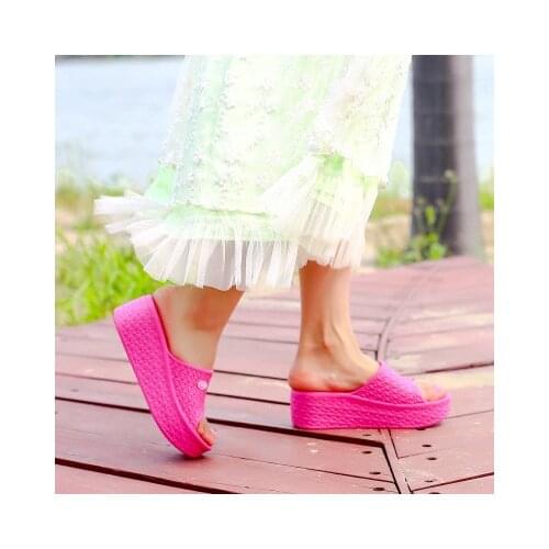 Summer Wedges Slippers Women Platform Mules Slippers Fashion High Heeled Shoes Outdoor Beach Sandals Ladies Slides Flip Flops