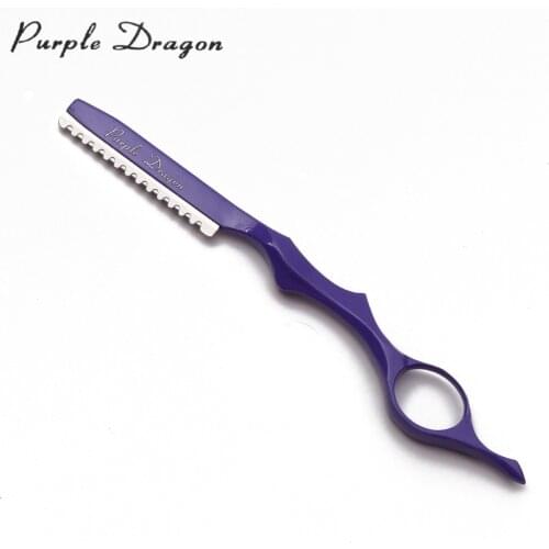 17.5cm 1Pcs Add 10 Blades Purple Dragon Professional Sharp Barber Razor Blades Hair Razors Hair Cut Cutter Knife Slimming Z6100