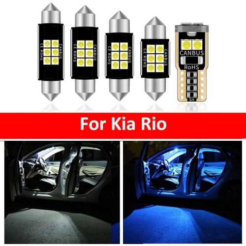 10Pcs Car White Interior LED Light Bulbs Package Kit For Kia Rio 2012-2016 2017 2018 2019 Map Dome Trunk Lamp Iceblue