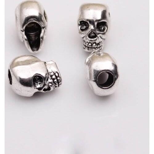 10pcs/lot Tibetan Silver Large Hole Jewelry Skull Beads 13x10x8mm Decoration Charm Spacer Beads For Bracelets Necklace Making