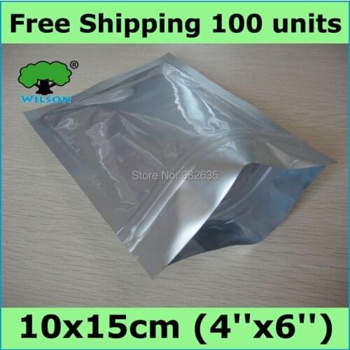 10x15cm (4''x6'') 4 mils aluminum foil zip lock bag for food storage 100 - 1000 pcs Free shipping