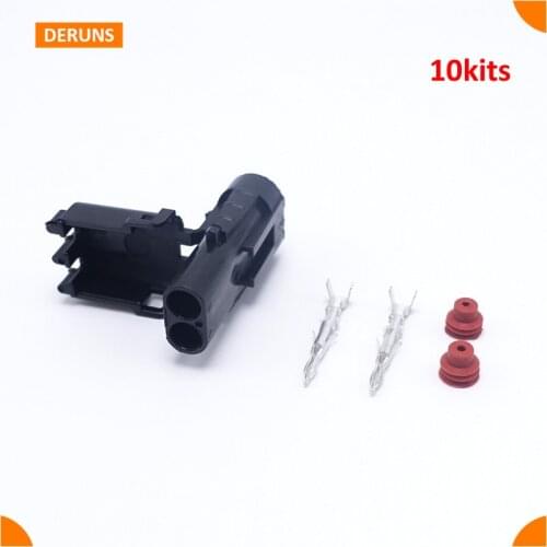 2Pin/Way Delphi Male 10kits Automotive Waterproof Electrical Wire Connector Plugs For Car