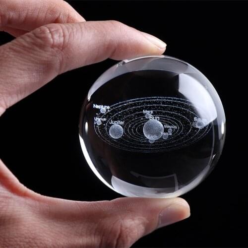6cm Laser Engraved Solar System Ball 3D Miniature Planets Model Sphere Crystal Ball Home Decoration Accessories Decoracion Hogar