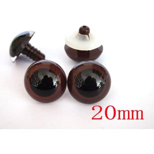 60pcs 20mm brown Colored Safety eyes Doll eyes Toy eyes For Animal Puppet Crafts Teddy Bear Dolls Accessories with Washers