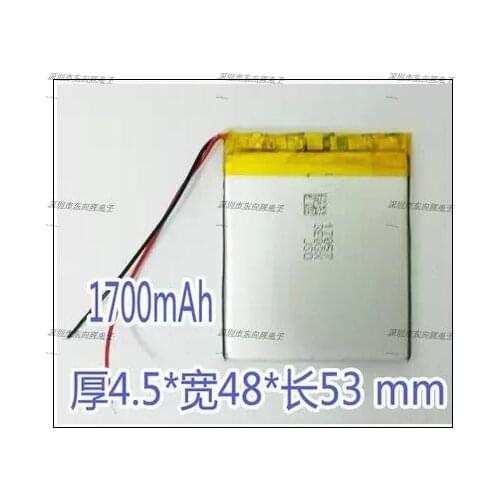 New Hot A battery 3.7V 454853 polymer lithium battery 1700mAh navigator GPS game machine MP3 instrument Rechargeable Li-ion Cell
