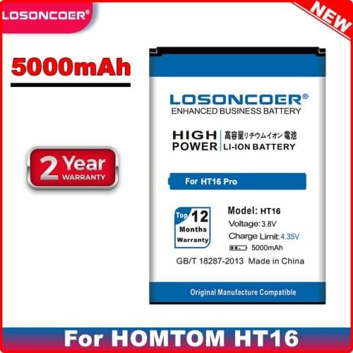 LOSONCOER High Quality Battery Battery 5000mAh for HOMTOM HT16 for HOMTOM HT16 Pro Battery