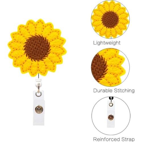 Keychain Sunflower Badge Reel Holder Accurate Stitching Strap Telescopic Retracting Clip Creative Adjustable ID Button