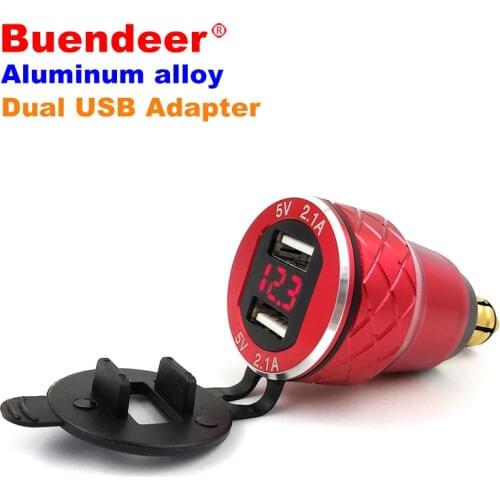 Buendeer 4.2A Aluminum 2 USB Motorcycle Cigarette Lighter Power Socket Adapter For Triumph Tiger 800 800XC 2018 Hella DIN Slot