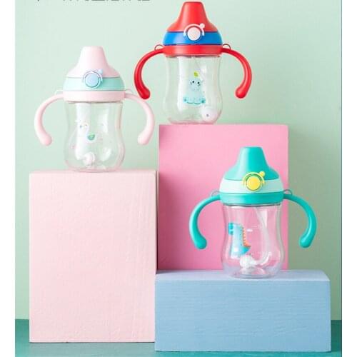 280ML Baby Feeding cup Lovely kids Training Straw Cup with Double handles Portable Drinkware Toddler Duckbill Cup for 6+ Months