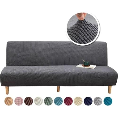 Armless Sofa Bed Cover Polar fleece Without Armrest Printed Covers Stretch Slipcover Folding Furniture Decoration Bench Covers