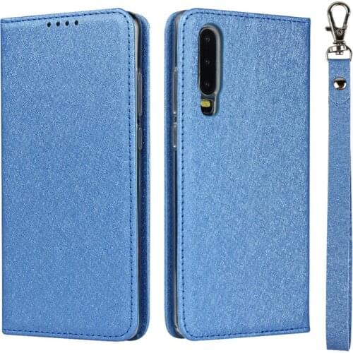 Silk Pattern PU Leather Case For Huawei P30 Flip Stand Wallet Cover For HuaweiP30 Card Pockets Lanyard cases