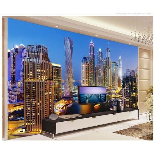 Home Decoration Beautiful Dubai night view living room TV custom 3d photo wallpaper vintage wallpapers 3d