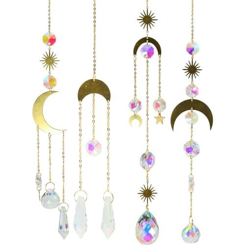 Moon Wind Chime Crystal Prism Decorative Wall Hanging Pendant Adornment Home Decoration Aesthetic Kawaii Room Decor Delightful