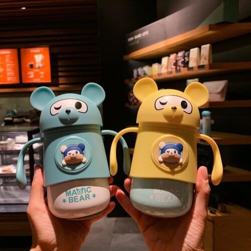 Bpa-Free 350ML 316 Stainless Steel Kids Thermos Cup Childrensl Vacuum Flask Portable Handgrip Straw Water Bottles with Strap