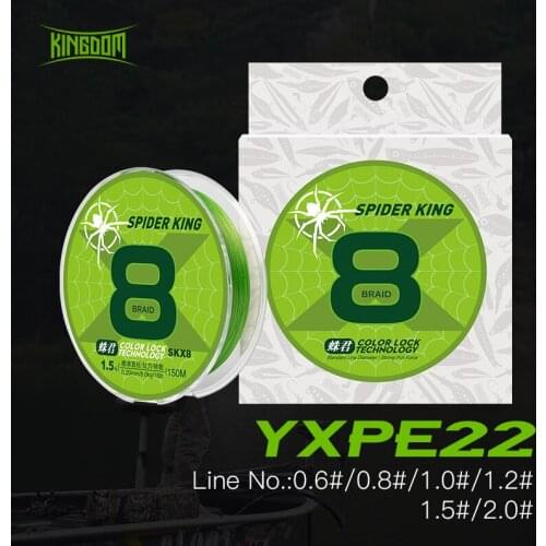 Kingdom 150m PE Braid Fishing Lines 8 strands 0.6#/0.8#/1.0#/1.2#/1.5#/2.0# Super Smooth & Durable Multifilament Fishing Line
