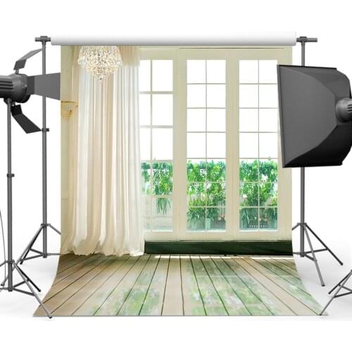 Mehofoto Spring White Door Photography Backgrounds Wooden Floor Backdrops for Wedding Photographers Photo CM-0811