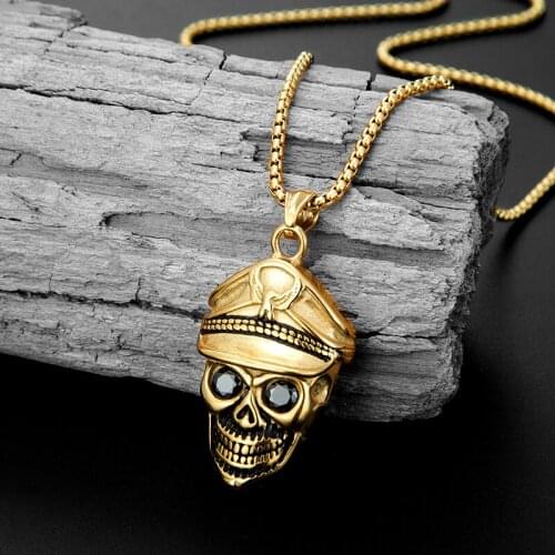 Men Hip Hop Retro Stainless steel Ghost Head Pendants and necklaces Trend Punk Skull Necklac for women Male Jewelry on the neck