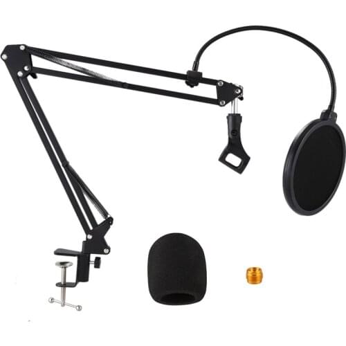 New Microphone Stand Suspension Boom Scissor Arm Stands with 3/8-5/8 Screw / Table Mounting Clamp / Filter / Clip Holder