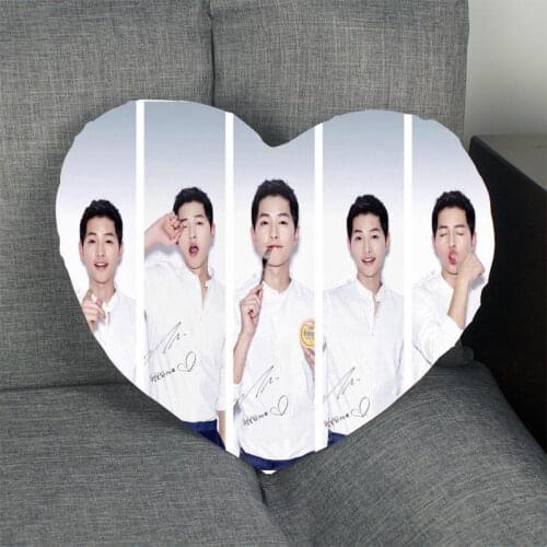 HOT Kpop Pillow Cases Custom Song Joong Ki Zipper Pillowcase Cover Detective Heart Shape Pillow Cover Bedroom Wedding Decorate