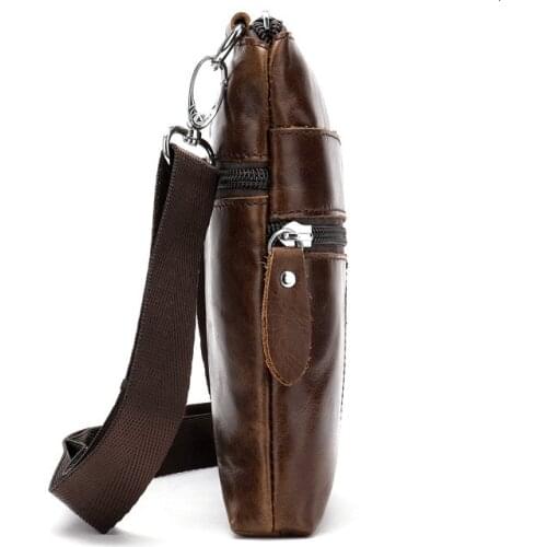 Casual Small Mens Shoulder Bag Genuine Leather Mens Messenger Bag Flap Man Crossbody Bags For Men Natural Leather Bag Bolsa