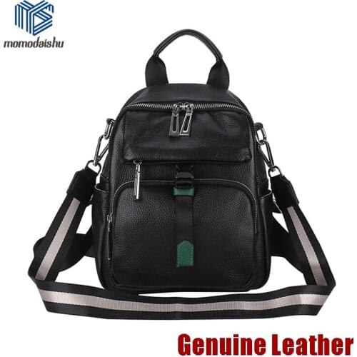 Genuine Leather Luxury Women Backpack Vintage Travel Soft Leather Backpack Large Capacity Bookbag School Bags For Teenage