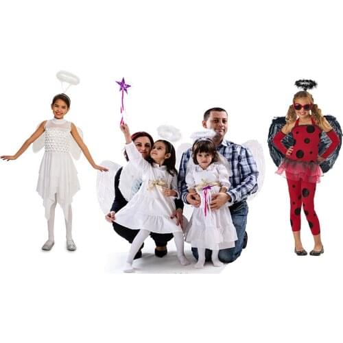 Angel Wings for Kids Adult Halo Headband Fairy Angel Costumes Party Cosplay for Childrens Day Grand Event Black White