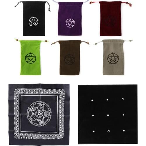 Altar Tarot Card Table Cloth, Divination Wicca Velvet Embroidered Tablecloth