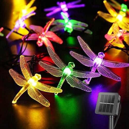 20/30/50Leds Dragonfly Solar String Lights Outdoor Lamp LED Garden Waterproof Light Solar Lawn LED Party Christmas Decoration
