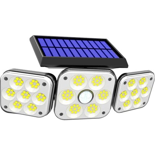 138LED Solar Light 3 Heads Outdoor Waterproof Street Light PIR Motion Sensor Solar Wall Lamp Sunlight Powered Garden Yard Lamp