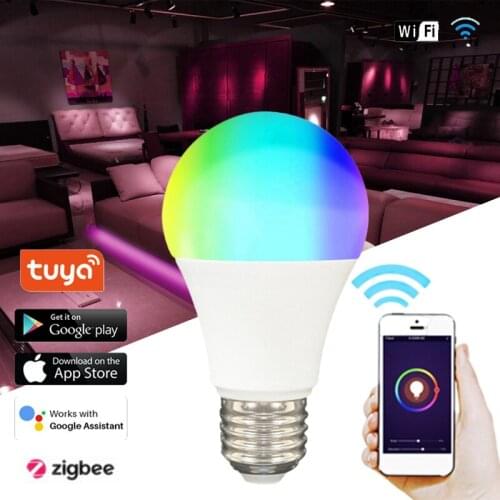 Tuya/Zigbee 3.0 E27 Smart Wifi LED Light Bulb Dimmable 9W RGBCW LED Lamp Colorful Changing LED Bulb Work With Alexa Google Home