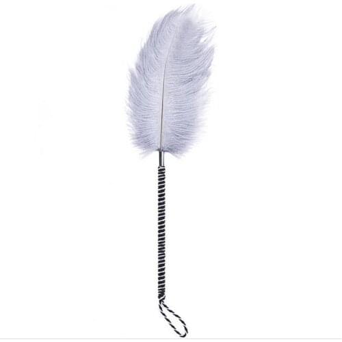 High Quality White Bird Feather Flirt Tickler Spanking Sex Toys for Couples Sexy Whip Flirt Ticklers Slave Flogger Adult Games