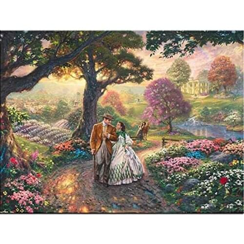Lady Gentelman 5D DIY Diamond Painting Kits for Adults Full Drill Rhinestone Embroidery Arts Craft Home Flowers Road JX602