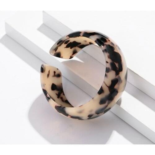 Fashion Leopard Bangle Acetate Plate Opening Wide Cuff Bracelet Women Jewelry R7RF