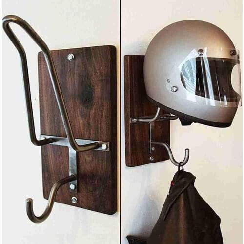 Multifunction Steel Motorcycle Accessories Helmet Holder Hanger Rack Wall Mounted Hook for Coats Hats Caps Helmet Rack Black 1Pc