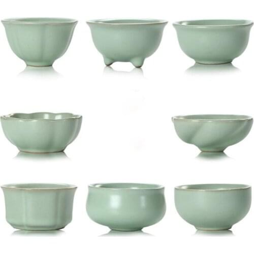 2pcs/set Ru Kiln Tea Cup Kung Fu Teacups Teaware Chinese Style Drinkware Azure Porcelain Cup Kitchen Kungfu Tool