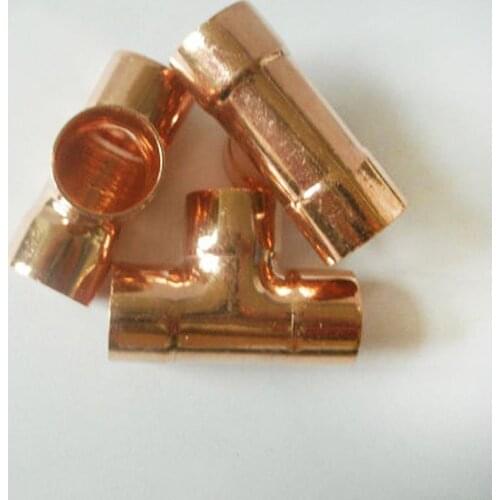 25mm Inner Dia x1mm Thickness Copper Equal Tee Socket Weld End Feed Coupler Plumbing Fitting Water Gas Oil
