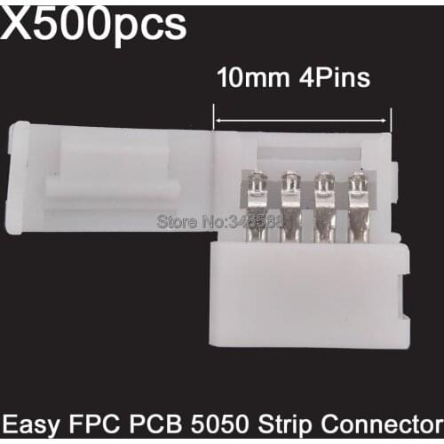 500pcs/lot 4 PIN 4Pin 10mm PCB Strip-to-Strip Solderless FPC Snap Down Connector Adaptor For LED 5050 RGB LED Strip Light
