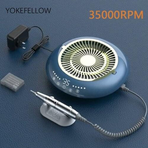 35000RPM Nail Drill Machine Nail dust Collector extractor 2 In 1 Touch Switch For Acrylic Nail Polishing Electric Manicure Drill