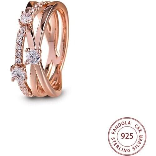 Authentic 925 Sterling Silver Sparkling Triple Band Rings for Women Wedding Engagement Ring Fine Jewelry Gift Bague Femme 2021