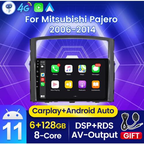 6G + 128G Android 11 Carplay Car Radio Multimedia For Mitsubishi Pajero 4 V80 V90 2006 - 2014 Video Player Navigation GPS Stereo