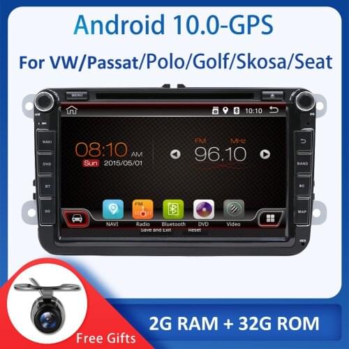 2din Android 10 4 core Car Multimedia For Volkswagen Skoda/Seat/Passat/b7/POLO/GOLF5 6/Caddy/Yeti/Touran/Lavida/Tiguan car GPS