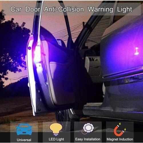Wireless LED Car Door Warning Lights Safety Anti Collision Tail Lights Flashing Door Opening Lights Magnetic Induction Lamp 4pcs
