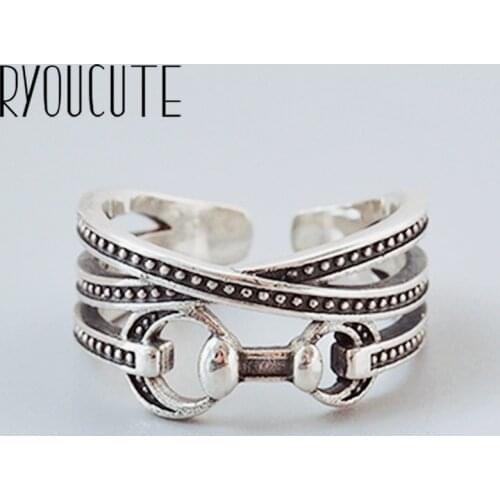 Bijoux 2020 Simple Style Silver Color Cross Rings For Women Gifts Large Adjustable Finger Rings