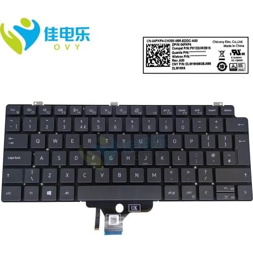 UK GB British backlit keyboard for Dell latitude 7320 7310 2 in 1 04FKP4 4FKP4 pc replacement keyboards backlight laptop sales