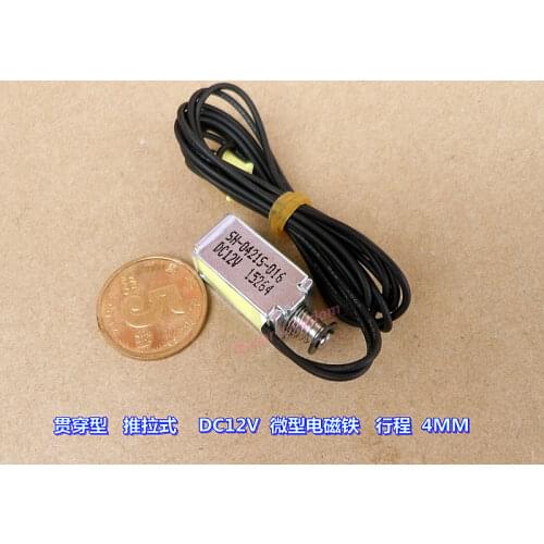 DC12V-24V Micro mini Block Solenoid Electromagnet Push Pull Through Type Stroke 4mm Mini Electric Magnet
