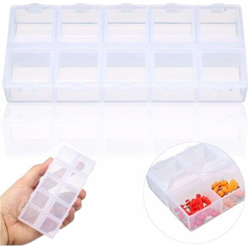 Double Sides 10 Slots Pills Box Compartment Plastic Jewelry Storage Box Clear Tool Case Plastic Box Pills Drugs Container